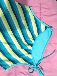 Mulit Coloured Sleeveless Top With Slant Strips