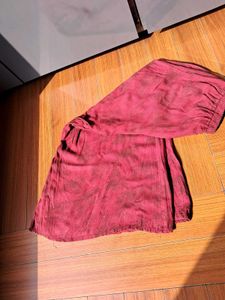 Maroon Patterned Wide Leg Pants