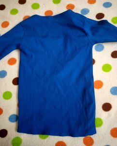 Blue Long Sleeve V-Neck Top
