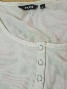 White Ribbed Top