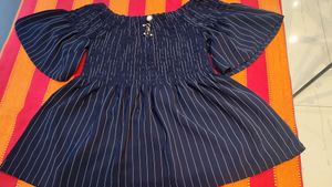 Off Shoulder Top In Navy Blue Colour