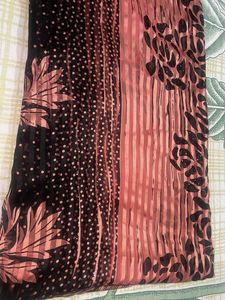 Black and Peach Designer Saree