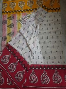 Beautiful Soft Pure Cotton Paisley Print Saree