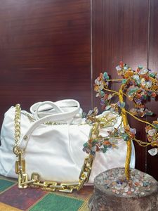 White Ruched Chain Bag