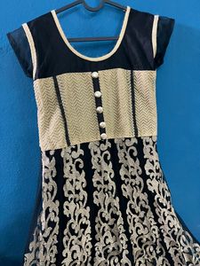 Black Netted Heavy Embroidered Full Length Dress
