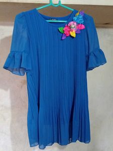 Blue Pleated Dress