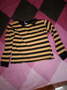 Yellow Black Stripes T-shirt 👕 For Kids