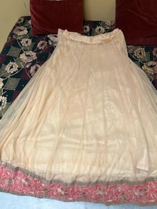 Elegant Cream Lehenga with Peach Embroidered Suit