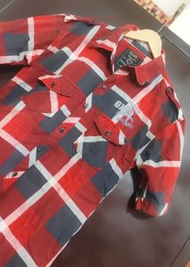Red🔴 &amp; Navy Blue Printed Shirt For 38 Chest