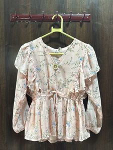 Elegant Floral Print Peplum Top - Large 🌸