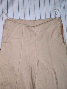 Khaki Pants Woman With Side Zip
