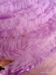 New Design Levender Colour Gown Dress With Full Fl