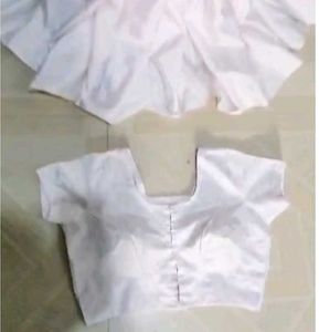 White Silk Saree &amp; Blouse Set