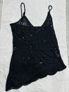 Y2k Beaded Black Butterfly Cami