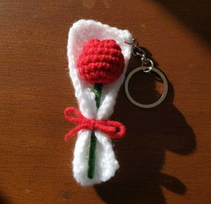 Crochet tulip Bouquet Keychain