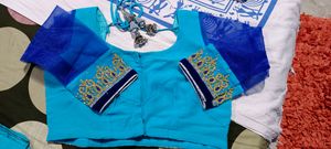 Price Drop wedding stylish blue colour saree