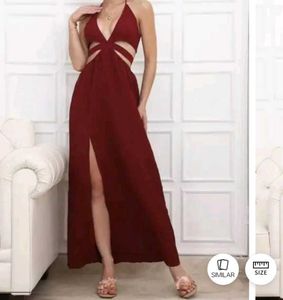 Burgundy Cutout Maxi Dress