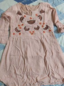 Embroidered Pink Tunic Top