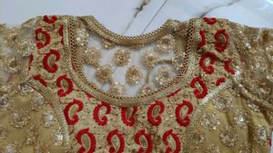 Gold &amp; Red Embroidered Blouse