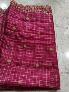 Organza Cut Work Checks Dupata