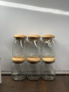 150ml Pudding Glass Jar With Wooden Lid Set Of 6