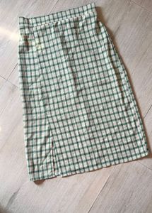 Olive Check Skirt