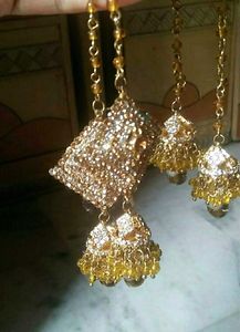Very Stunning Jhumke With Stone Work.
