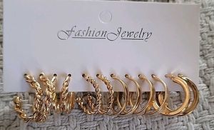 Gold Hoop Earring Set - 6 Pairs