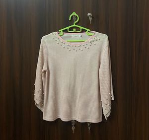 Pink Pearl Embellished Top