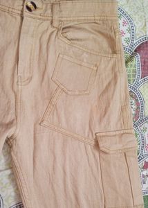 Beige Colour Cargo Jeans For Womens
