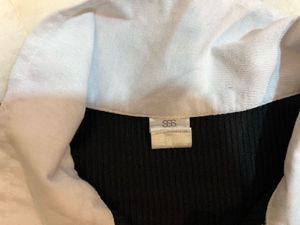 Black &amp; Cream Ribbed Polo Crop Top