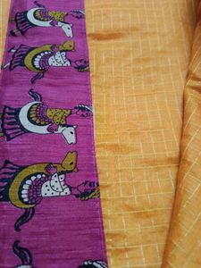 Orange Checked Saree