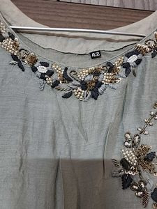 Embroidered Grey Kurti