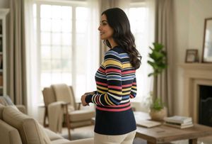 Imported Striped Knit Cardigan