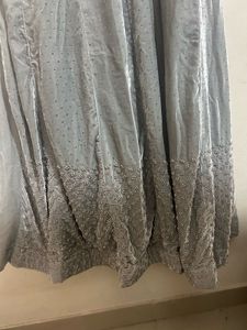 Elegant Silver Velvet Gown