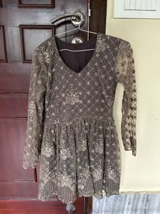 Embroidered Silver Dress