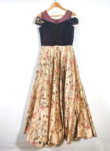 Burgundy n Cream  Colour Women Gowns