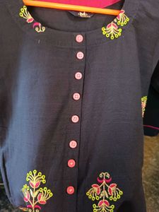 Embroidered Navy Kurti