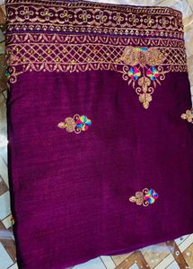 Embroidered Purple Saree