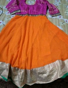 Orange & Pink Anarkali Dress