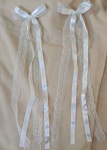 White Lace &amp; Ribbon Hair Bows (Set of 2)