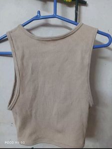 Beige Twist Front Tank Top