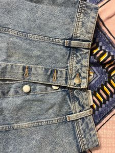 Button-Front Denim Mini Skirt