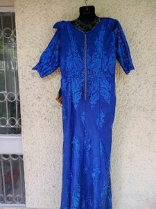 Blue African Peplum Style Gown