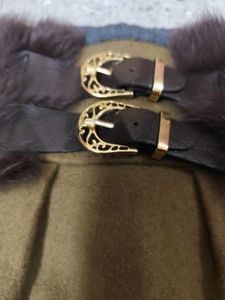 Y2k Fur And Buckle Detail Pocketed Mini Skirt