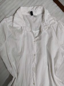 H&amp;M White Oversized Button-Down Shirt