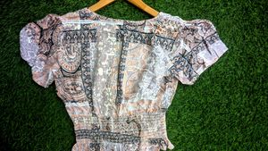 mango Patterned V-Neck Top