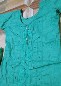 Green Embroidered Kurta Set