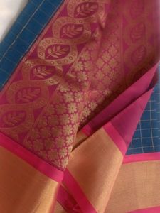Beautiful Kuppadam  Peacock Blue And Pink Saree