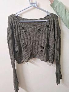 Distressed Knit Crop Top